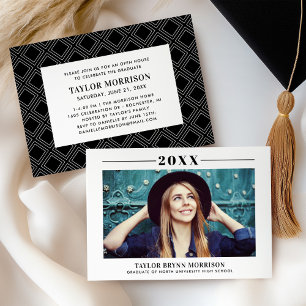 Invitación Graduación Minimalista de fotografías en blanco y 