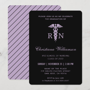 Invitación Graduación Minimalista de la enfermera Caduceus de