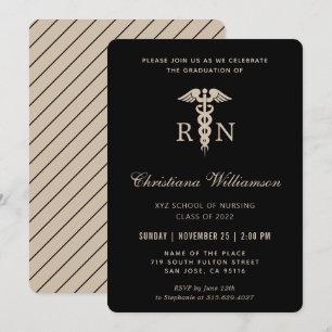 Invitación Graduación Minimalista de la enfermera Caduceus de