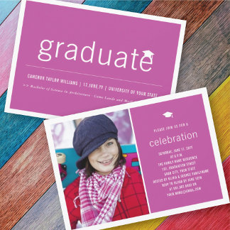Invitación Graduación Minimalista Foto Sencilla Fiesta de Gra