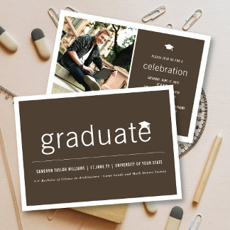 Invitación Graduación Minimalista Fotos Sencillas Fiesta de G