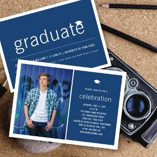 Invitación Graduación Minimalista Fotos Sencillas Fiesta de G