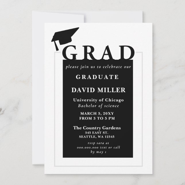 Invitación Graduación Minimalista Grad Moderno (Anverso)