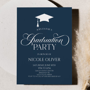 Invitación Graduación Minimalista minimalista elegante en azu
