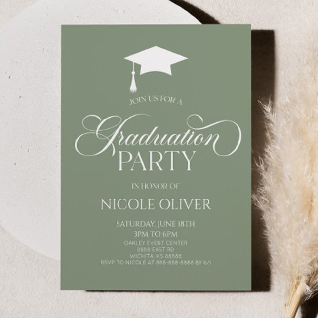 Invitación Graduación Minimalista minimalista elegante verde  (Subido por el creador)