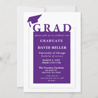 Invitación Graduación Minimalista moderna de grado púrpura