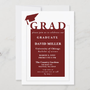 Invitación Graduación Minimalista moderna de grado rojo