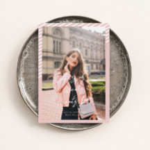 Graduación Minimalista moderna de rayas rosadas