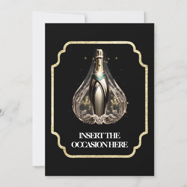 Invitación Graduación moda de vino espumoso del cumpleaños Bl (Anverso)