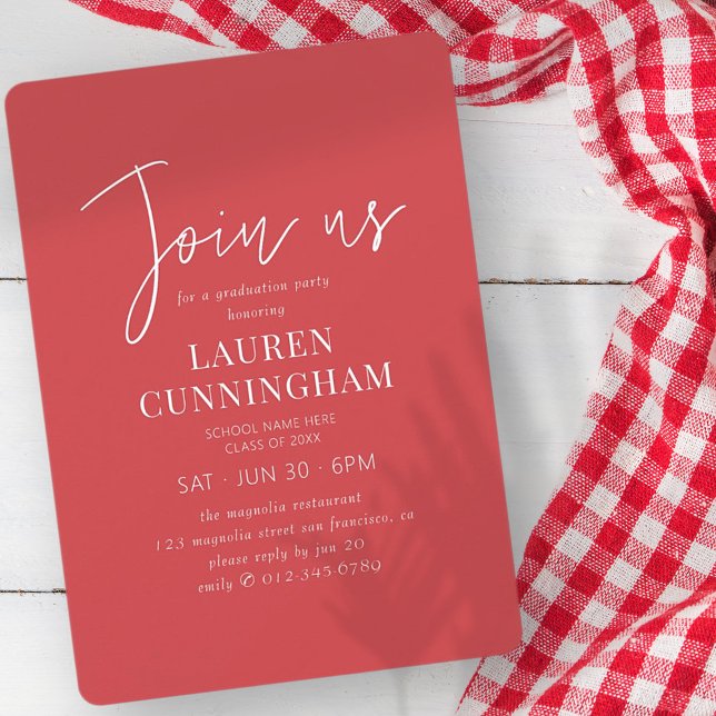 Invitación Graduación Moda Minimalista simple moderna (Subido por el creador)