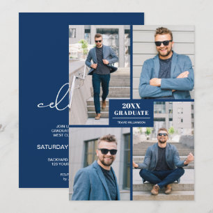Invitación Graduación Moderna con 4 Fotos