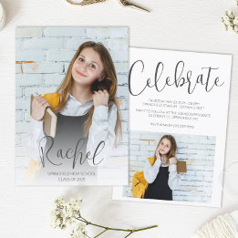 Invitación Graduación moderna con dos fotos