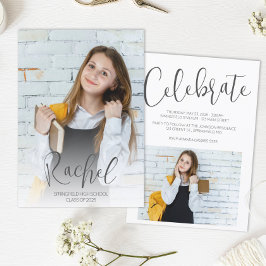 Invitación Graduación moderna con dos fotos