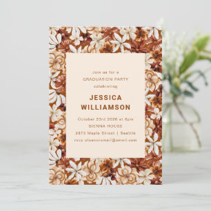 Invitación Graduación moderna de Boho Terracotta Wildflowers