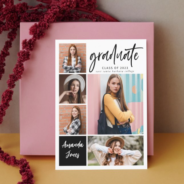 Invitación Graduación moderna de Collage de fotos (Subido por el creador)