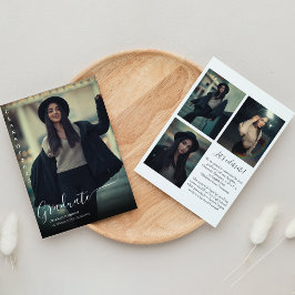 Invitación Graduación moderna de Collage de fotos blanco y ne