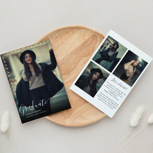 Invitación Graduación moderna de Collage de fotos blanco y ne