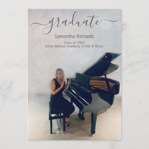 Invitación Graduación moderna de dos tipografías fotográficas