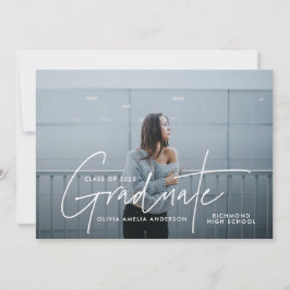 Invitación Graduación moderna de escritura fotográfica tipogr