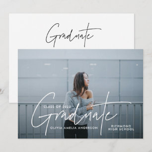 Invitación Graduación moderna de escritura fotográfica tipogr