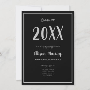 Invitación Graduación moderna de escritura negra de fotos