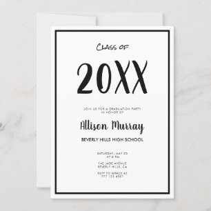 Invitación Graduación moderna de escritura negra de fotos