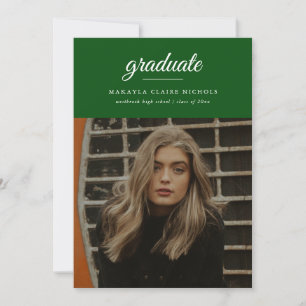 Invitación Graduación moderna de escritura simple de foto ver