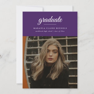 Invitación Graduación moderna de escritura simple de fotos pú