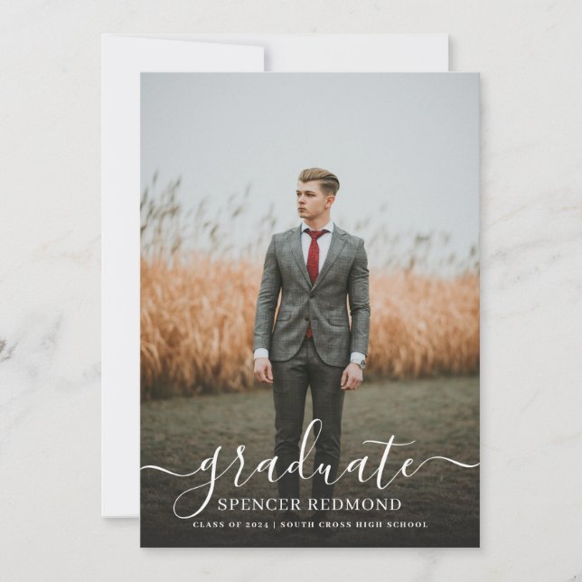 Invitación Graduación Moderna de Escuela Secundaria Mínima Fo (Anverso)