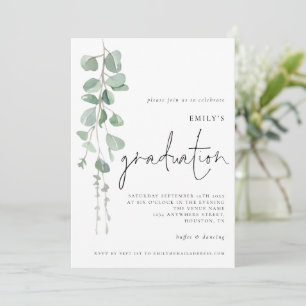Invitación Graduación moderna de Eucalyptus Script 2024