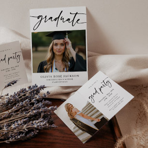 Invitación Graduación moderna de fotografía casual