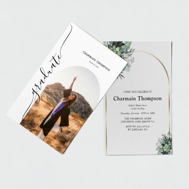 Invitación Graduación moderna de fotografía en arco simple (Subido por el creador)
