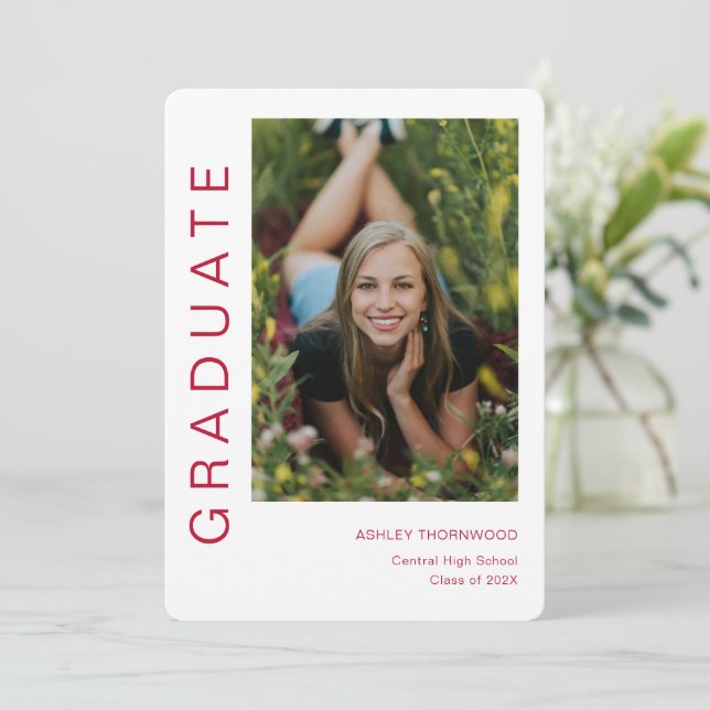 Invitación Graduación moderna de fotografía vertical simple (Anverso de pie)