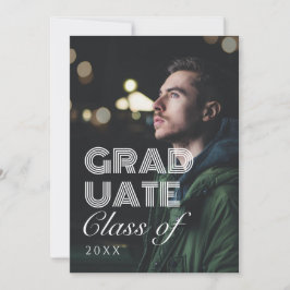 Invitación Graduación moderna de fotografías en blanco y negr