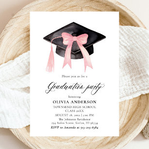 Invitación Graduación moderna de la capa de graduación de Bow