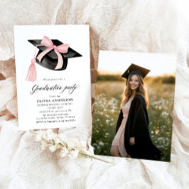Invitación Graduación moderna de la capa de graduación de Bow