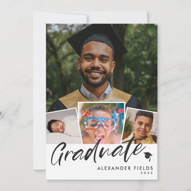 Invitación Graduación moderna de la colección de instantáneas (Anverso)