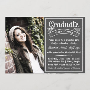 Invitación Graduación moderna de tipografía de crokboard