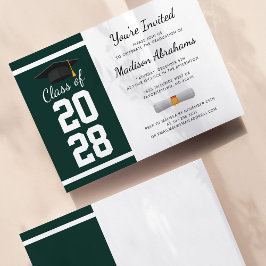 Invitación Graduación moderna Fiesta de Grado Verde y Blanco