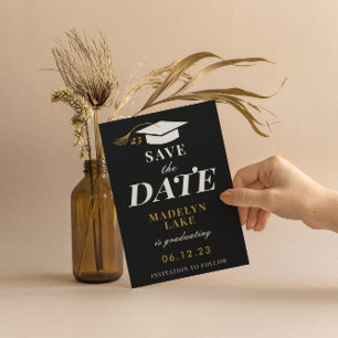 Invitación Graduación moderna Guardar la fecha en tabla de te