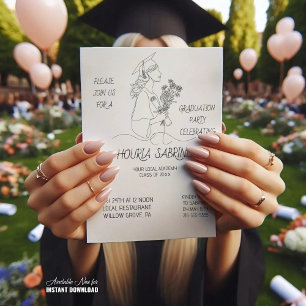 Invitación Graduación moderna Licenciado en arte de línea bla