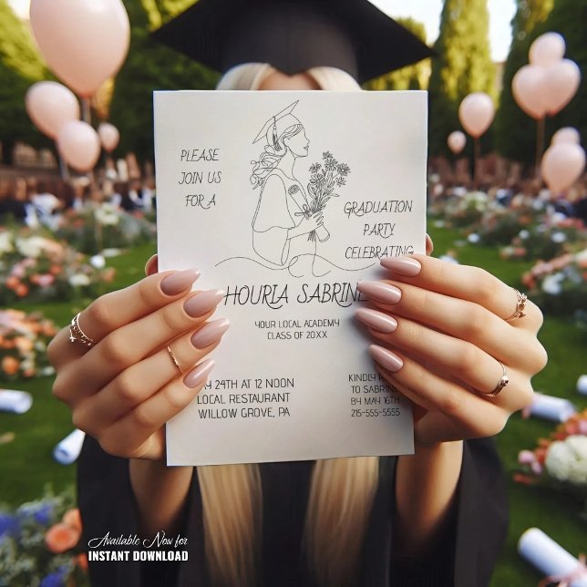 Invitación Graduación moderna Licenciado en arte de línea bla (Subido por el creador)