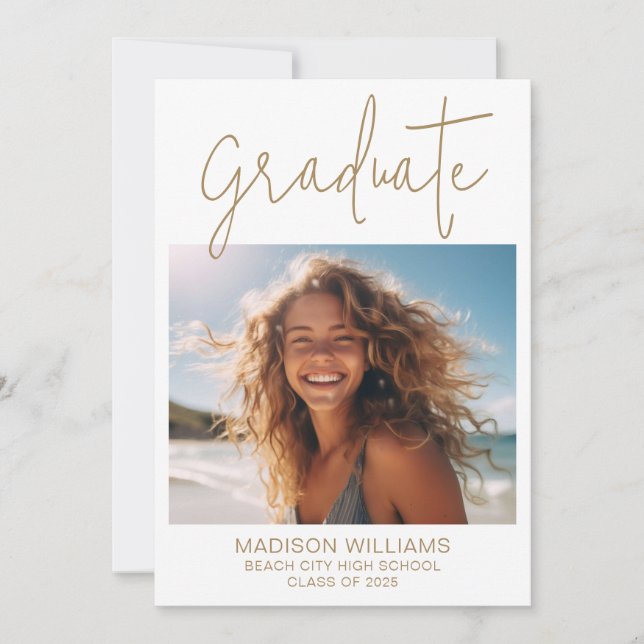 Invitación Graduación Moderna Mínima De 2 Fotografías (Anverso)