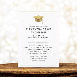 Invitación Graduación moderna minimalista de oro blanco