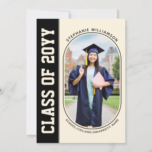 Invitación Graduación moderna negrita y Minimalista de fotogr (Reverso)