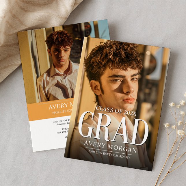 Invitación Graduación moderna simple con dos fotos (Subido por el creador)