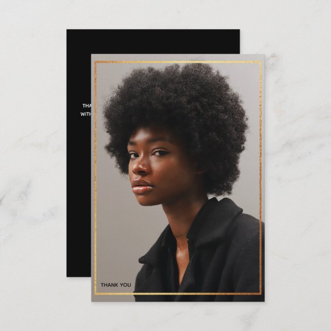 Invitación Graduación moderna simple en la frontera dorada Gr (Anverso / Reverso)