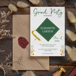 Invitación Graduación Moderna y Elegante con Tema Verde para