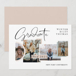Invitación Graduación moderna y elegante de cuatro Collages d
