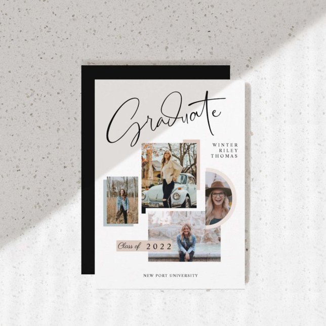 Invitación Graduación moderna y elegante de cuatro Collages d (Subido por el creador)